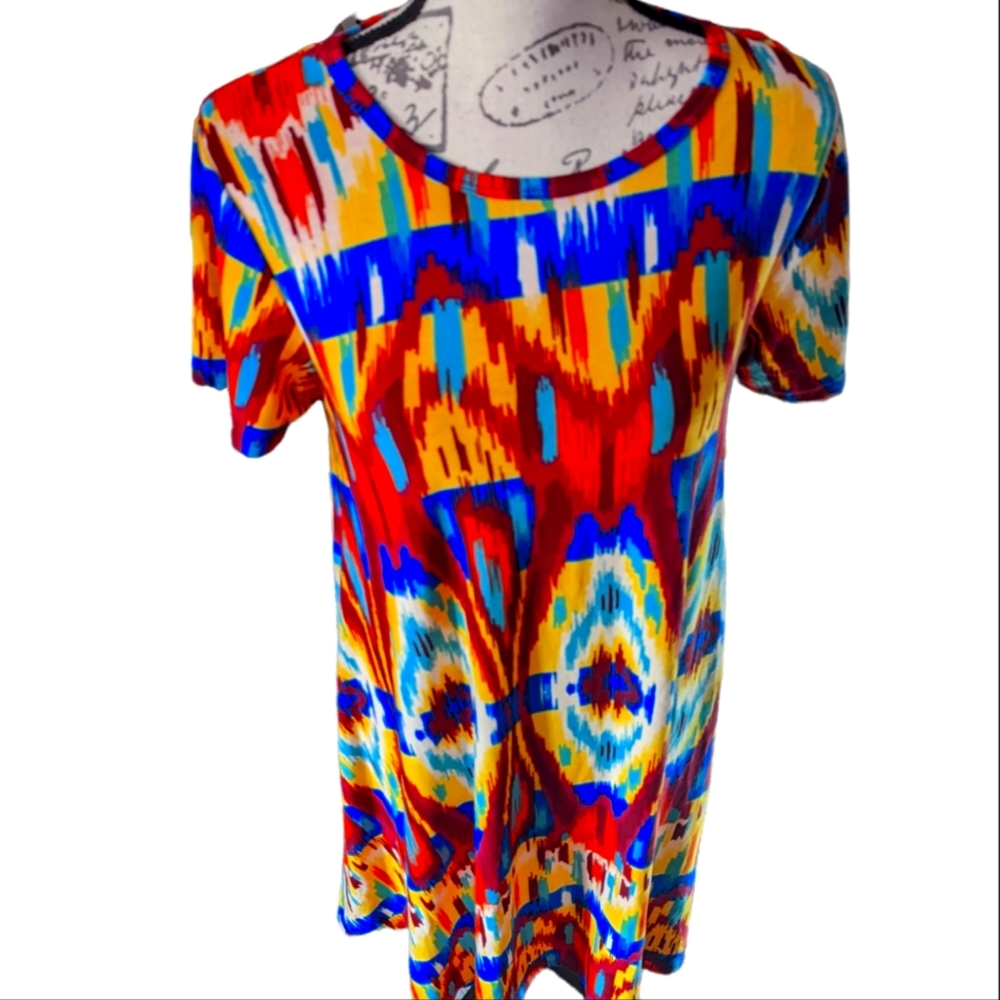 LuLaRoe Carly swing  tribal colorful dress size small